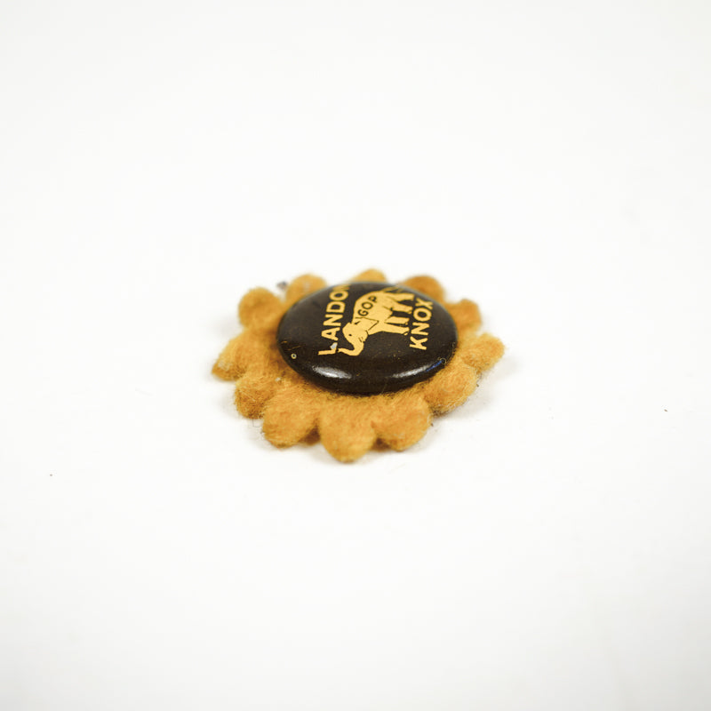 Vtg Landon Knox GOP 1936 Presidential Campaign Pin Pinback Button Yellow 5/8in