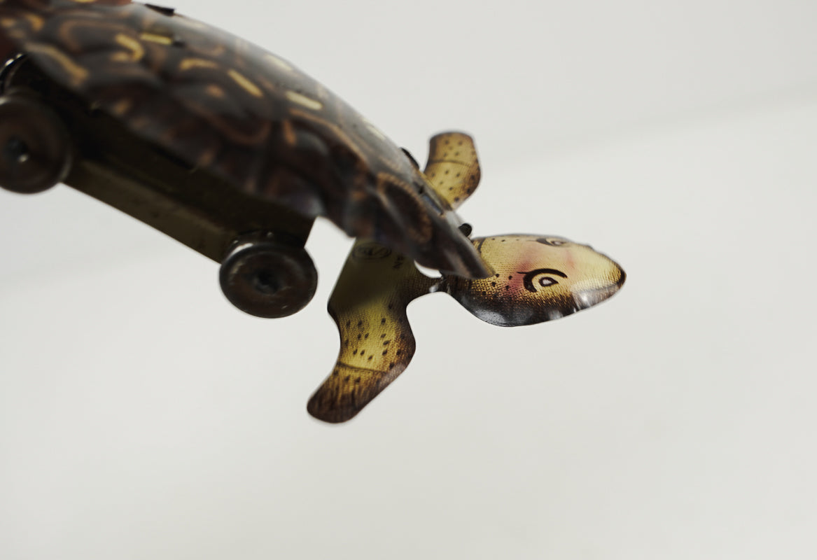 1950s ND Tin Lithograph Turtle Toy Friction Rolling Nakamura Japan