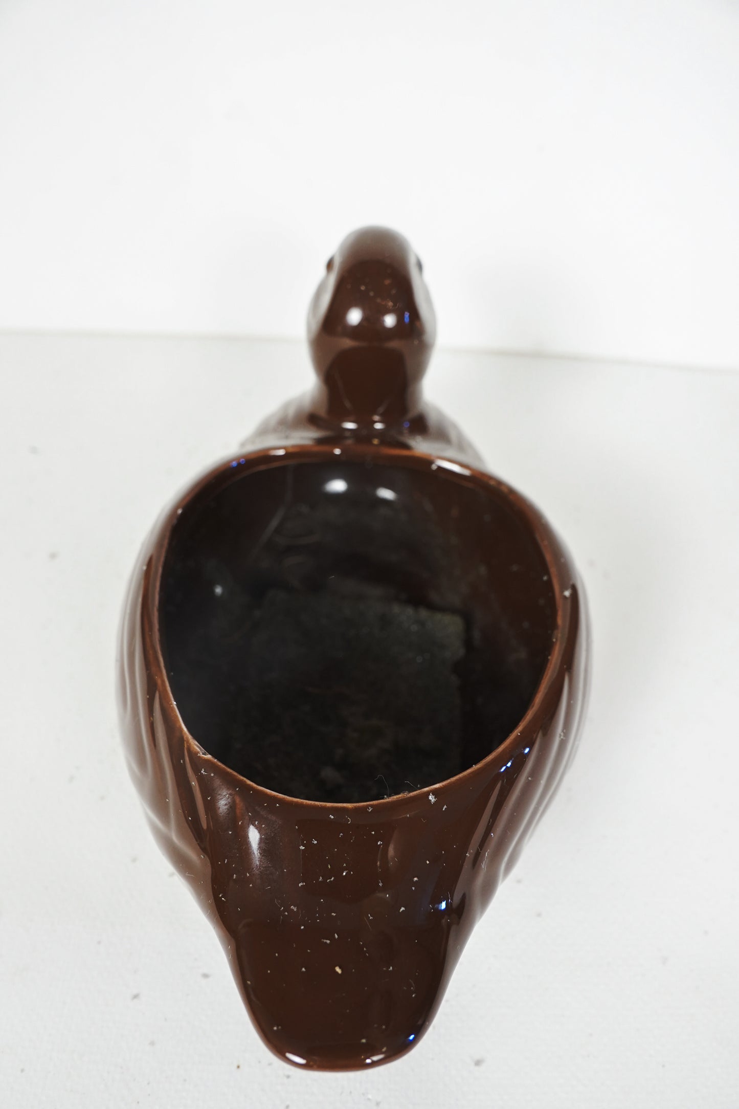 Vintage Giftware Co. Nancy Pew Glossy Brown Ceramic Duck Planter Taiwan