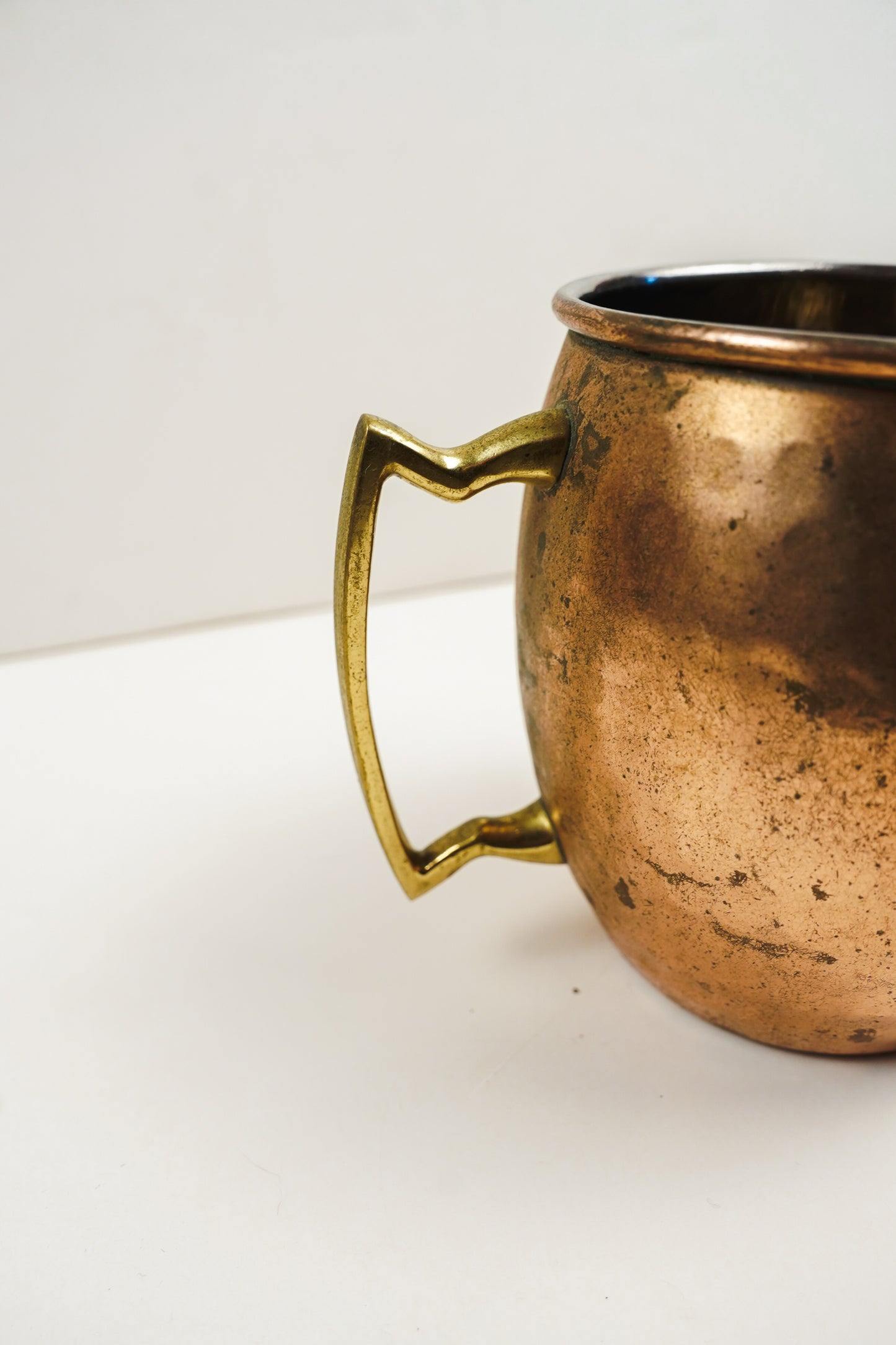 O.D.I. Made in India Hammered Copper Mug with Geometric Brass Handle
