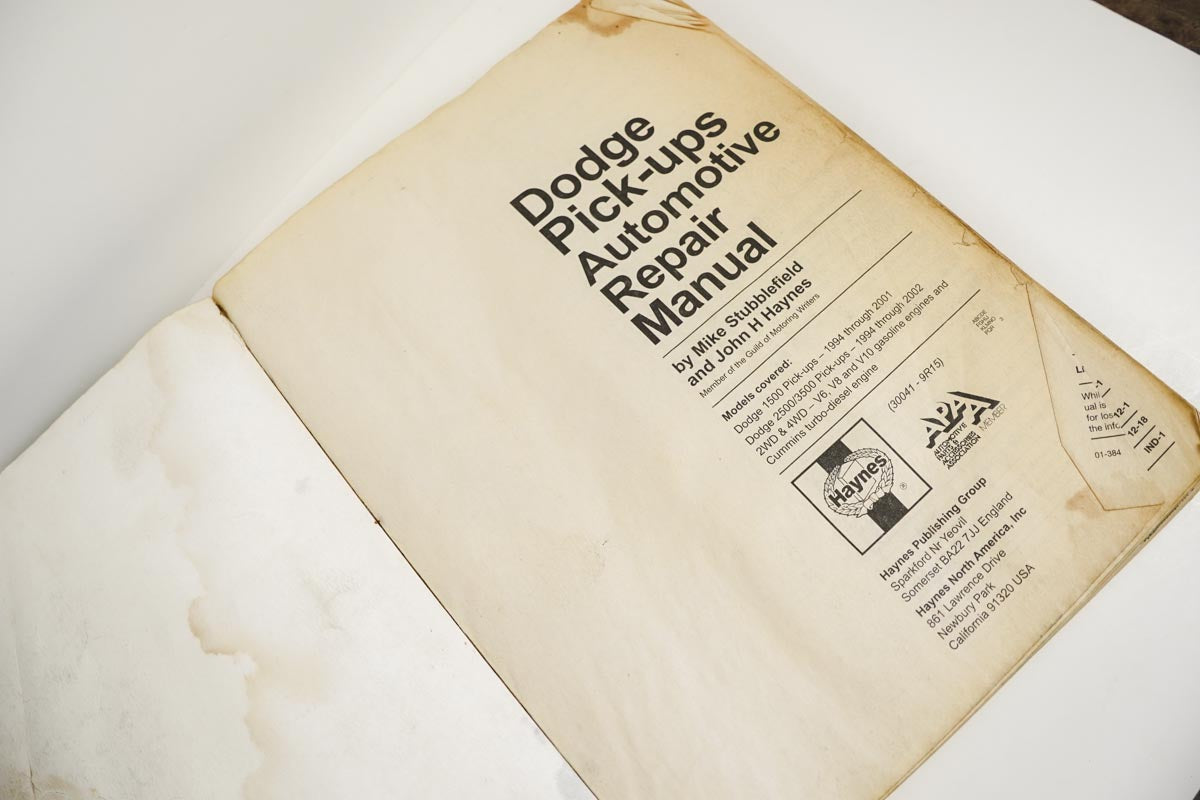 Haynes Repair Manual Dodge 1500/2500/3500 Models Full-Size Pick-Up 1994-2002