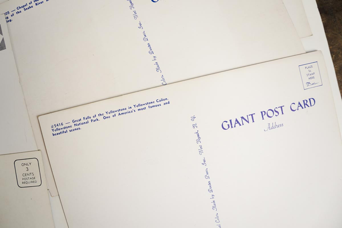 Yellowstone National Park Giant Post Cards Unused Set of 6 Different Cards