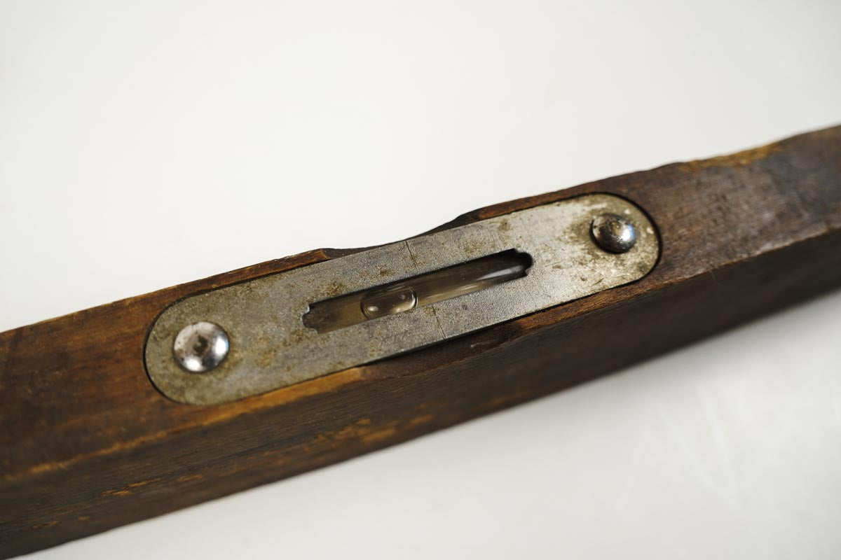 Vintage Primitive Wooden 12 Inch Carpenter Level Solid Brown Wood Antique