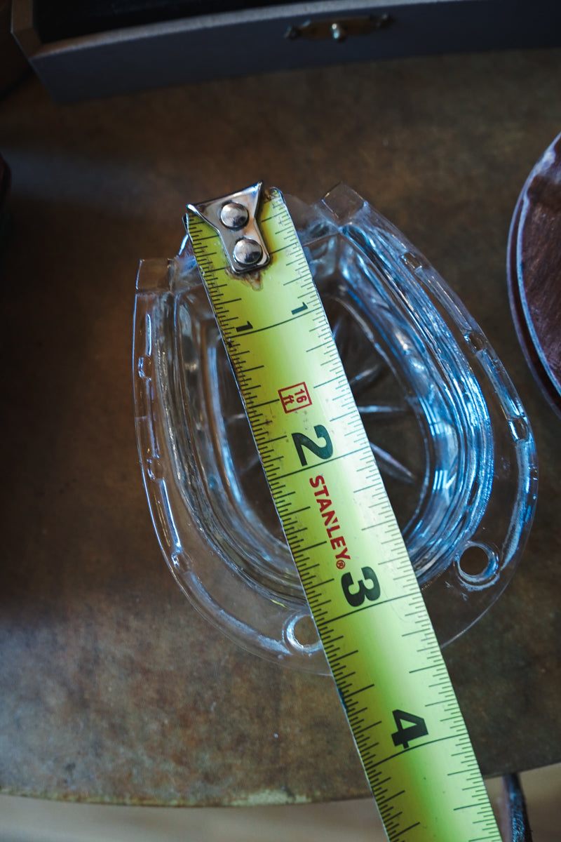 Horseshoe Clear Glass Cigarette Ashtray 3in