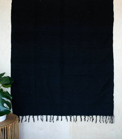 Solid Woven Color Mexican Blankets - Black