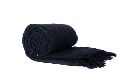 Solid Woven Color Mexican Blankets - Black