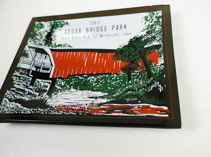 Covered Bridge Cedar Bridge Park Winterset, IA Rectangle Glass Ashtray