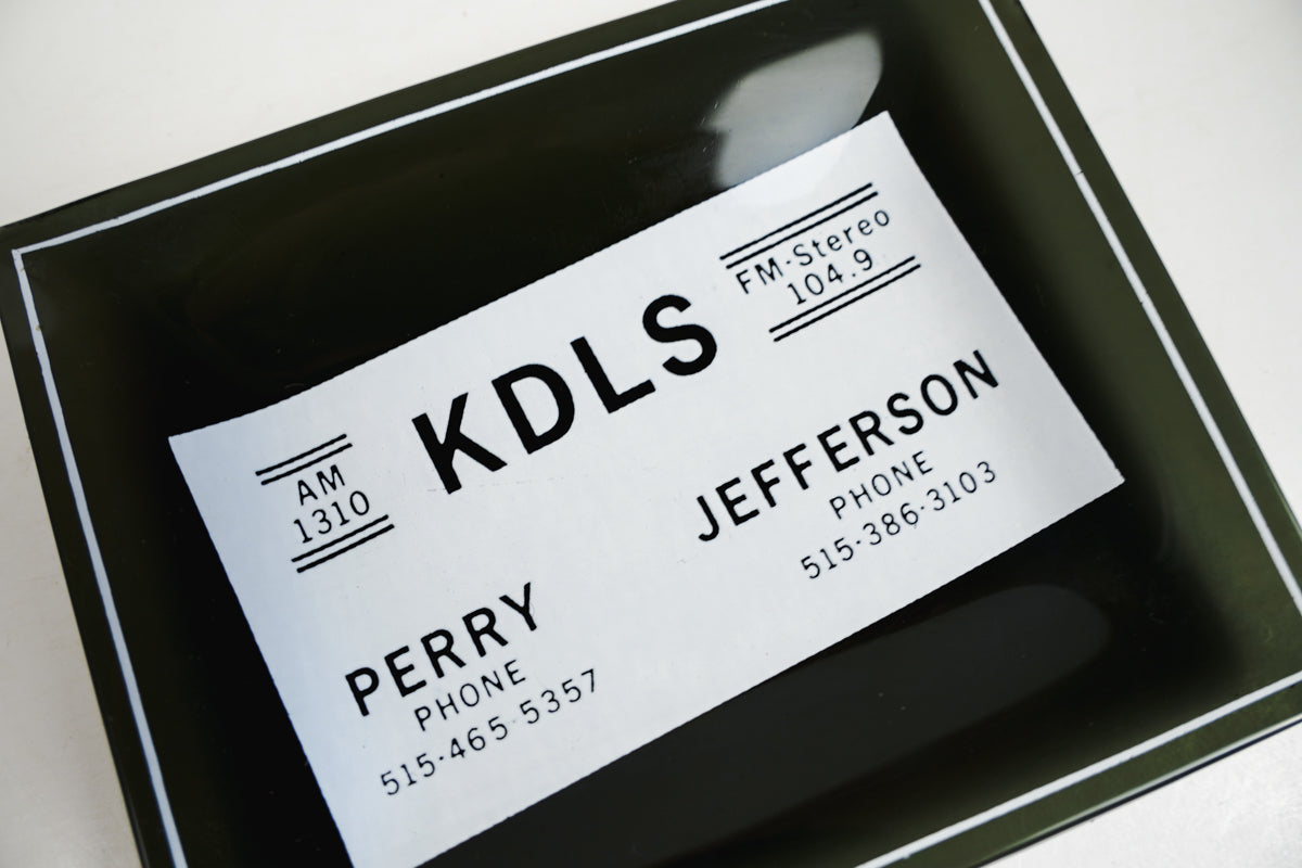 KDLS Radio Sterio AM/FM Perry IA Jefferson IA Black Rectangle Glass Ashtray