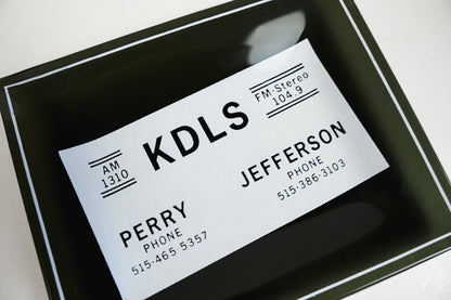 KDLS Radio Sterio AM/FM Perry IA Jefferson IA Black Rectangle Glass Ashtray