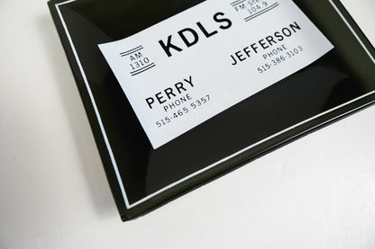 KDLS Radio Sterio AM/FM Perry IA Jefferson IA Black Rectangle Glass Ashtray