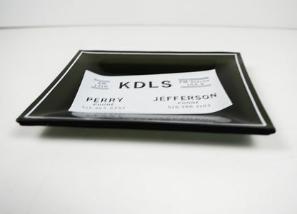 KDLS Radio Sterio AM/FM Perry IA Jefferson IA Black Rectangle Glass Ashtray