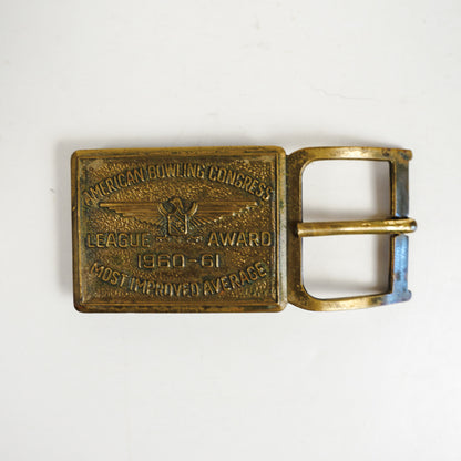 Brass Belt Buckle American Bowling Congress League Award Improved Avg 60s
