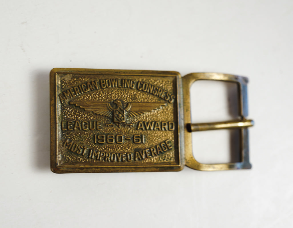Brass Belt Buckle American Bowling Congress League Award Improved Avg 60s