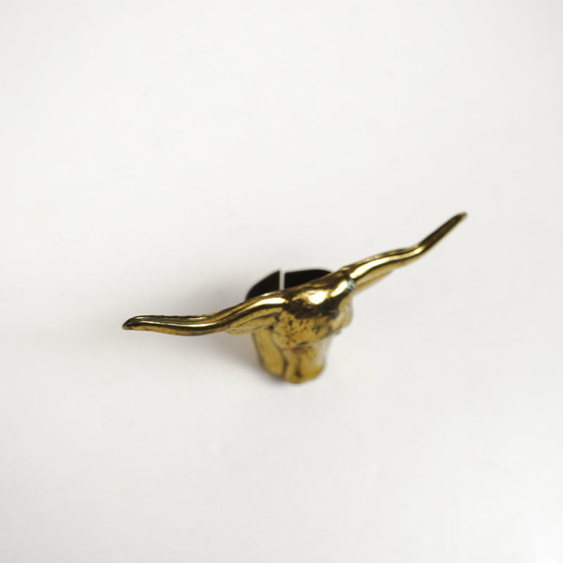 Brass Longhorn Bull Horns Western Bandana Slide Scarf Holder Red Eyes