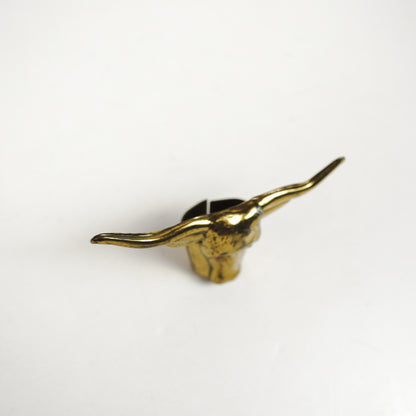 Brass Longhorn Bull Horns Western Bandana Slide Scarf Holder Red Eyes
