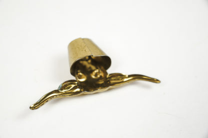Brass Longhorn Bull Horns Western Bandana Slide Scarf Holder Red Eyes