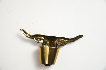 Brass Longhorn Bull Horns Western Bandana Slide Scarf Holder Red Eyes