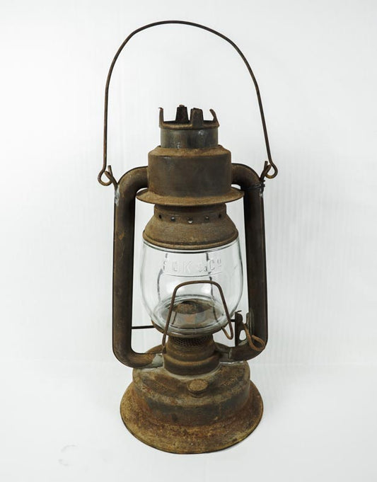 Vtg Triumph No.2 FOC & Co Antique Kerosene Oil Lantern Rusted Metal-missing top