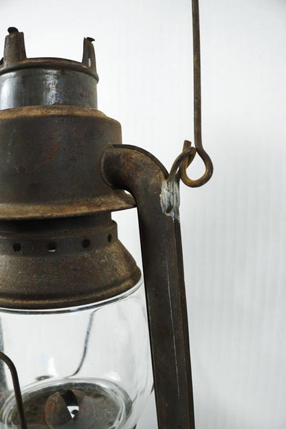 Vtg Triumph No.2 FOC & Co Antique Kerosene Oil Lantern Rusted Metal-missing top