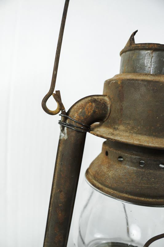 Vtg Triumph No.2 FOC & Co Antique Kerosene Oil Lantern Rusted Metal-missing top