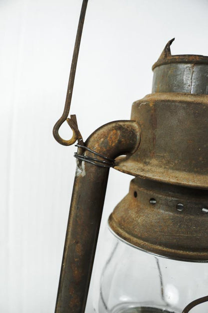Vtg Triumph No.2 FOC & Co Antique Kerosene Oil Lantern Rusted Metal-missing top