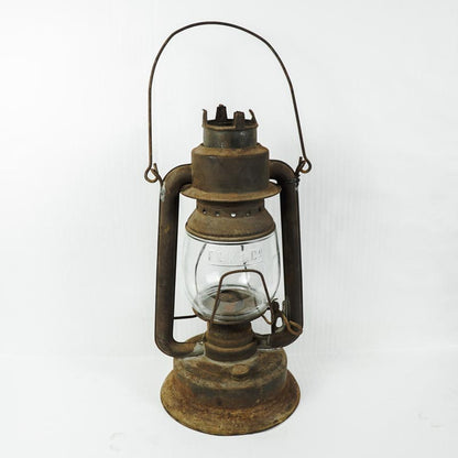 Vtg Triumph No.2 FOC & Co Antique Kerosene Oil Lantern Rusted Metal-missing top