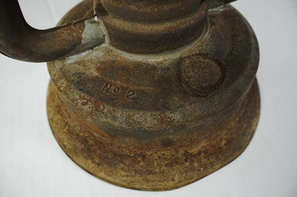 Vtg Triumph No.2 FOC & Co Antique Kerosene Oil Lantern Rusted Metal-missing top