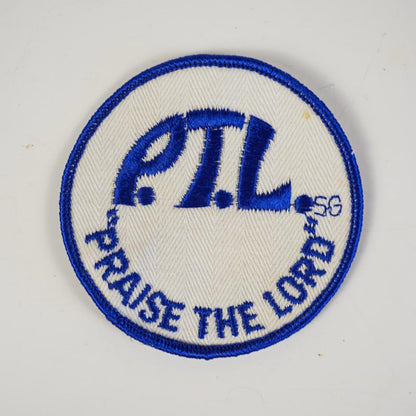 PTL Praise The Lord Round Blue & White Jacket Patch