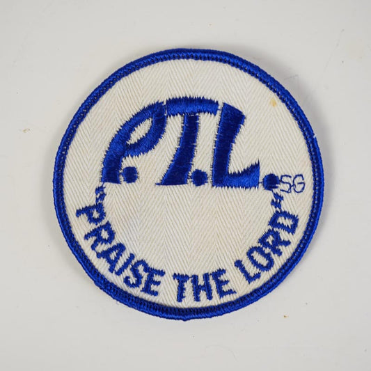 PTL Praise The Lord Round Blue & White Jacket Patch