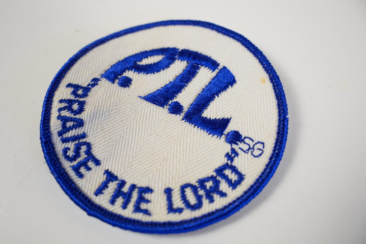 PTL Praise The Lord Round Blue & White Jacket Patch