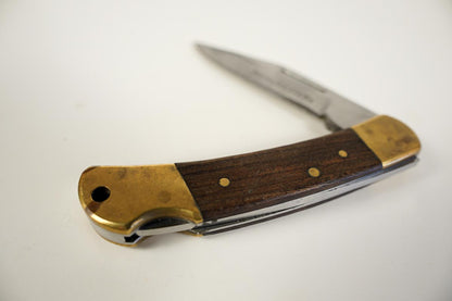Vintage Winchester Folding Lockback Pocket Knife Wood & Brass Handle