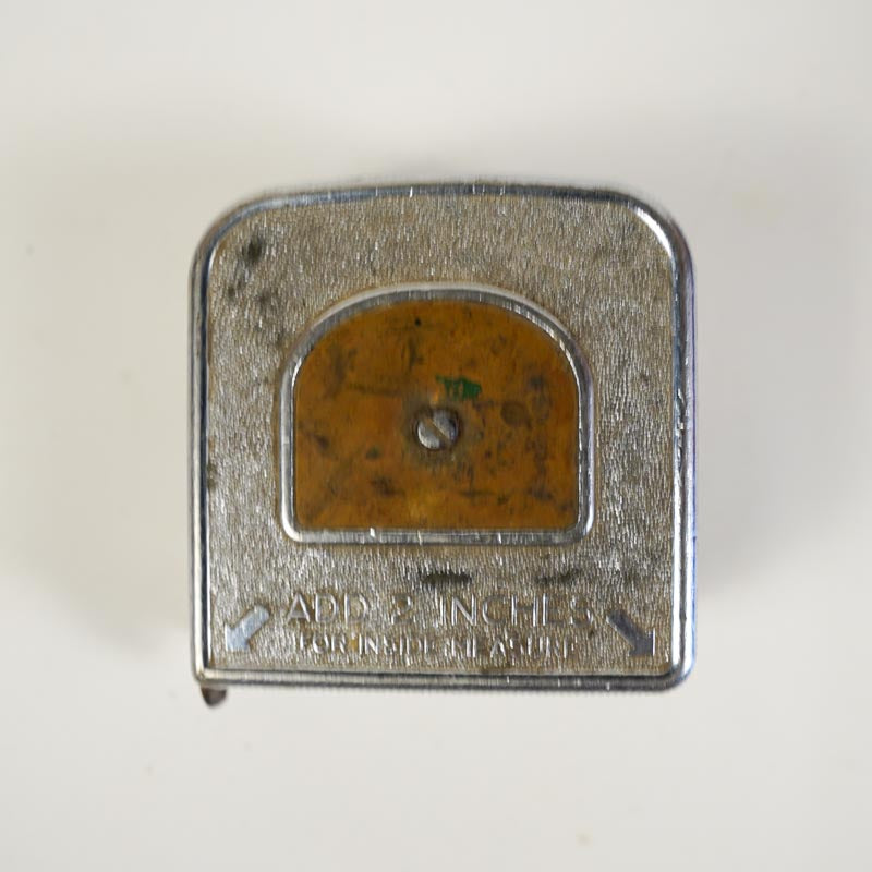 USA Made Steel Tape Measure, 72 Inches, with Metal Case - Rusty