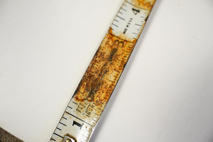 USA Made Steel Tape Measure, 72 Inches, with Metal Case - Rusty