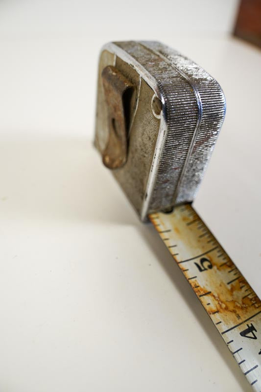 USA Made Steel Tape Measure, 72 Inches, with Metal Case - Rusty