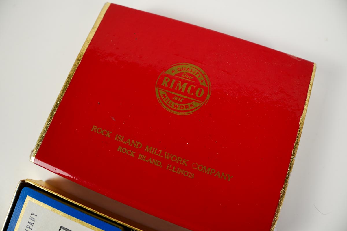 Vintage Rock Island Millwork Co Rimco Playing Cards Two Decks Red Blue in Box