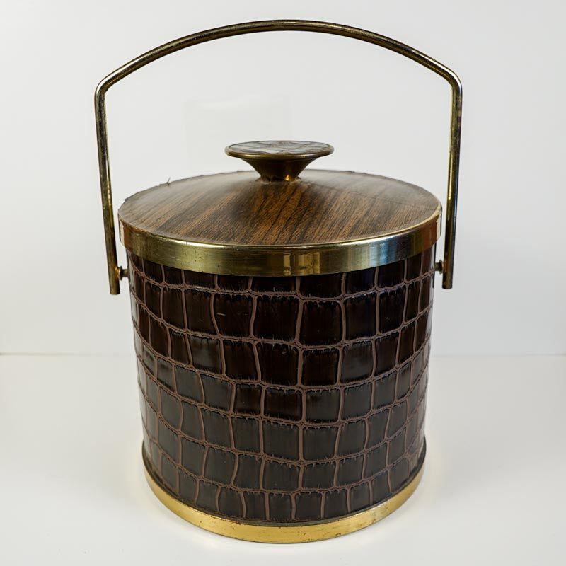 Serv-Master Creations Mid Century Modern Faux Alligator Chrome Ice Bucket