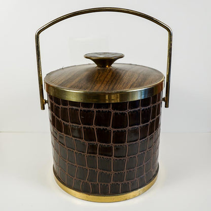 Serv-Master Creations Mid Century Modern Faux Alligator Chrome Ice Bucket