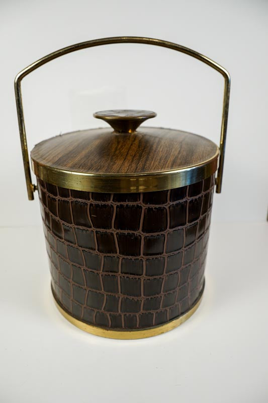Serv-Master Creations Mid Century Modern Faux Alligator Chrome Ice Bucket