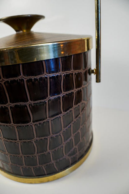 Serv-Master Creations Mid Century Modern Faux Alligator Chrome Ice Bucket