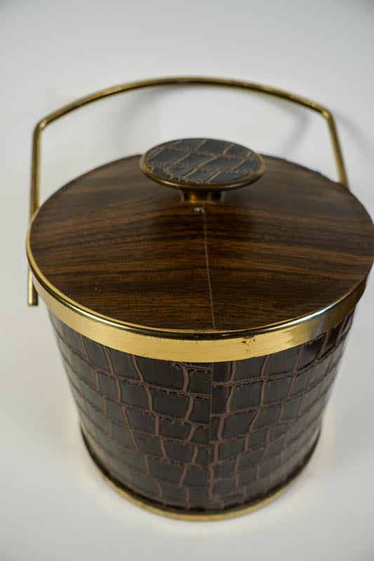 Serv-Master Creations Mid Century Modern Faux Alligator Chrome Ice Bucket
