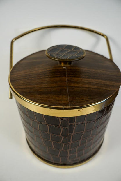 Serv-Master Creations Mid Century Modern Faux Alligator Chrome Ice Bucket