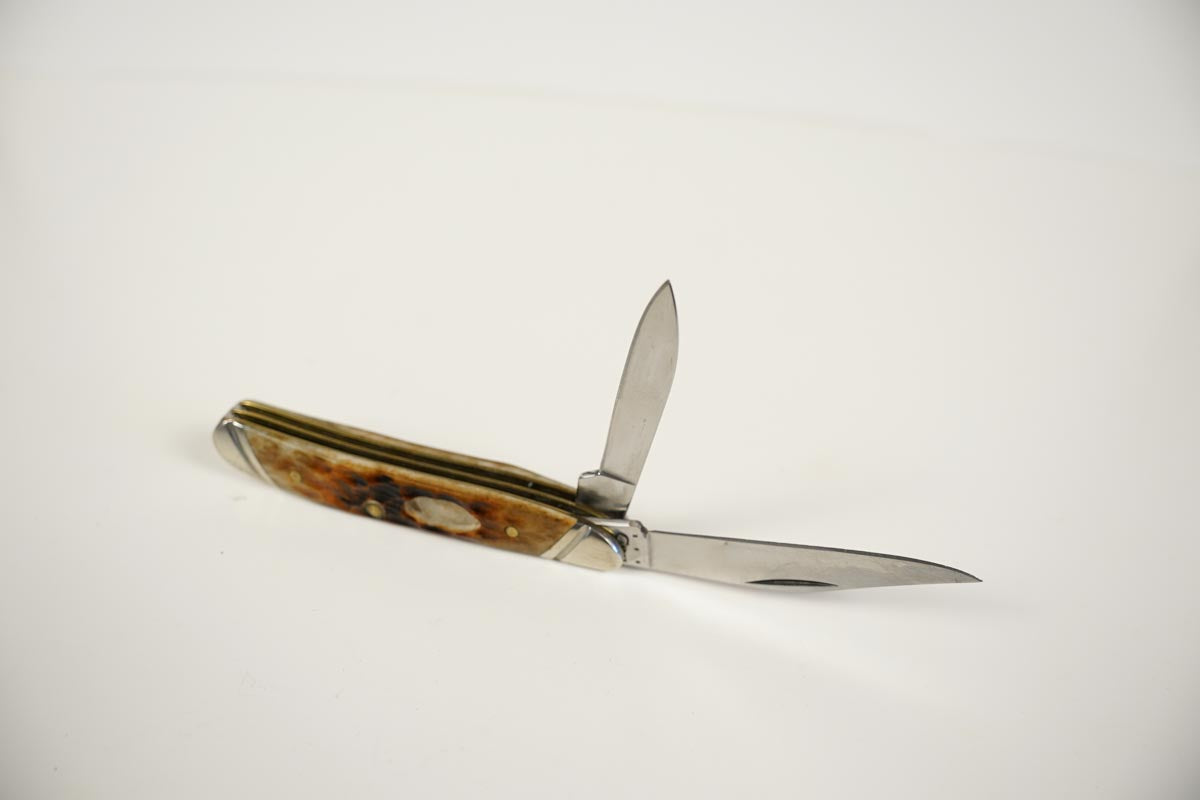 Vintage Case XX USA 6220 SS Peanut Jack Knife 2 3/4" Genuine Stag Handles