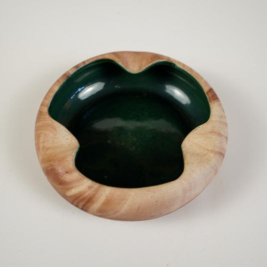 Romco Terra Cotta Marbled Ashtray Rocky Mountain Pottery 4.5in Green Interior