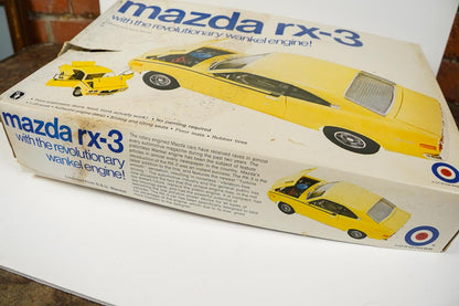 Vtg Entex Yellow Mazda RX-3 Coupe w/Wankel Engine 1/20 Model Kit Car Open Box