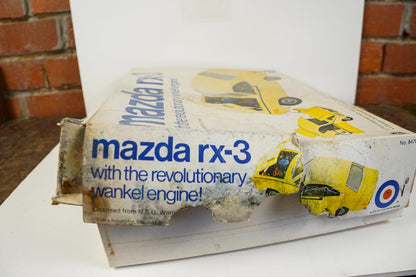 Vtg Entex Yellow Mazda RX-3 Coupe w/Wankel Engine 1/20 Model Kit Car Open Box