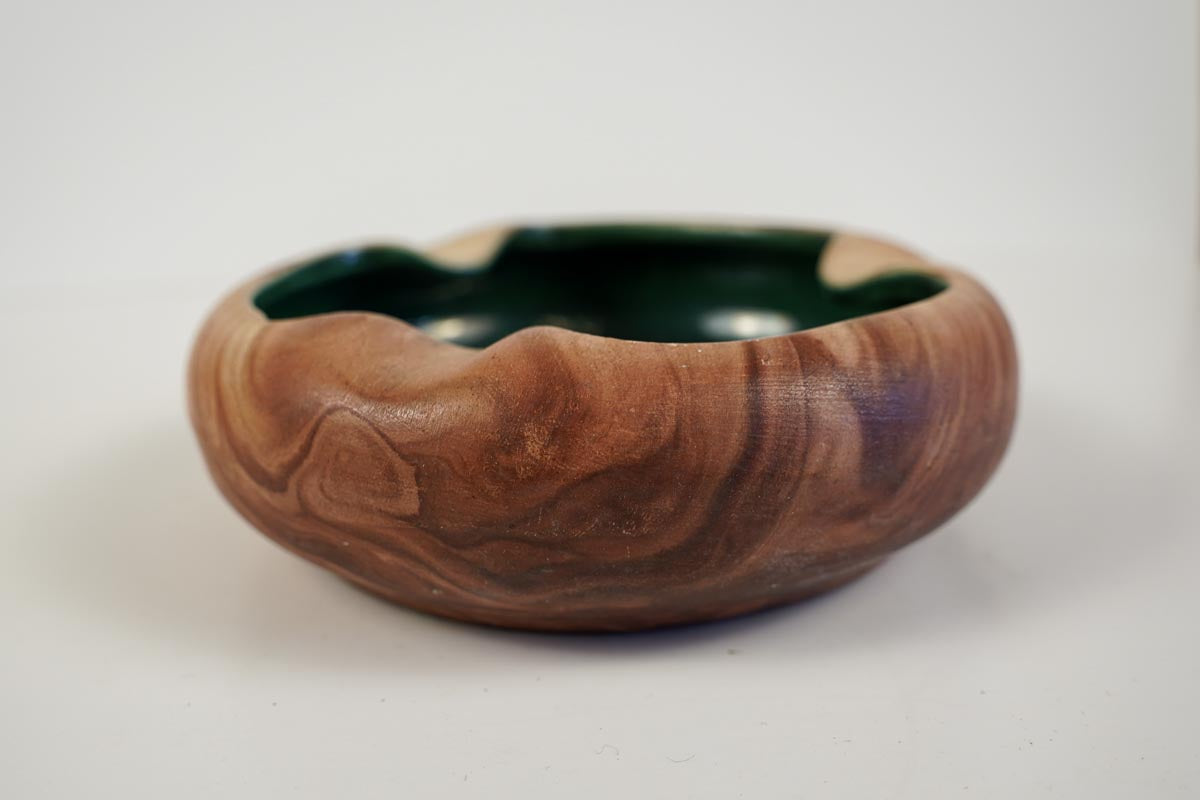 Romco Terra Cotta Marbled Ashtray Rocky Mountain Pottery 4.5in Green Interior