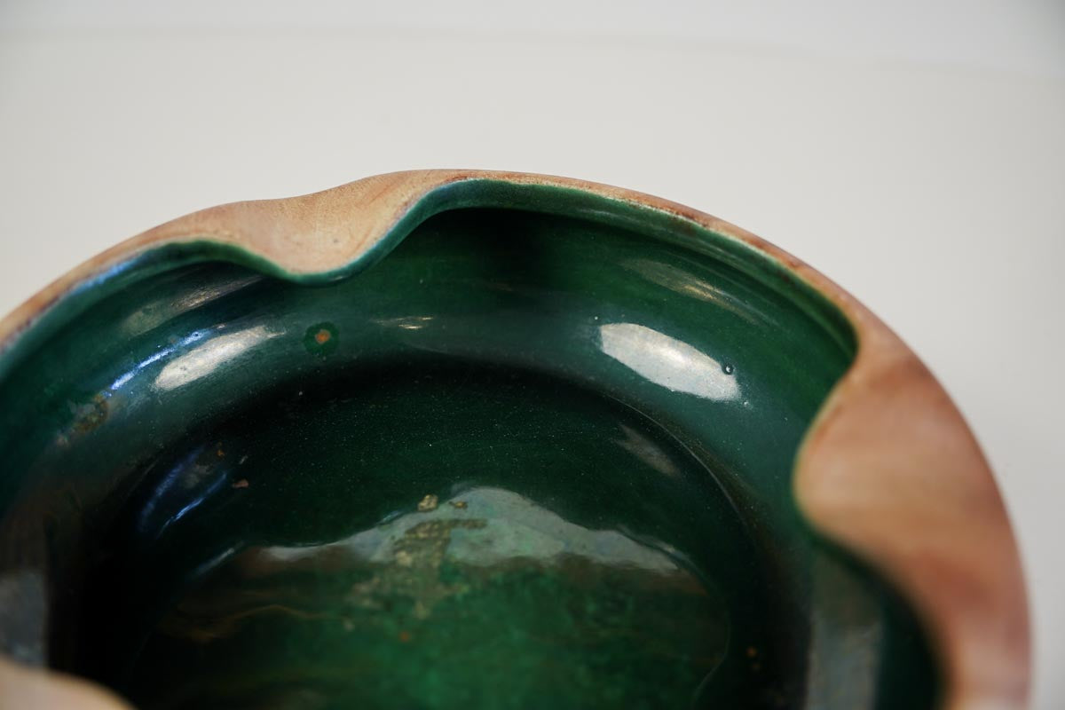 Romco Terra Cotta Marbled Ashtray Rocky Mountain Pottery 4.5in Green Interior