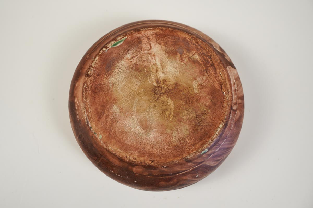Romco Terra Cotta Marbled Ashtray Rocky Mountain Pottery 4.5in Green Interior