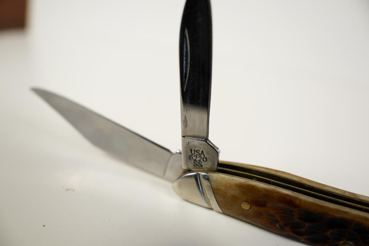Vintage Case XX USA 6220 SS Peanut Jack Knife 2 3/4" Genuine Stag Handles