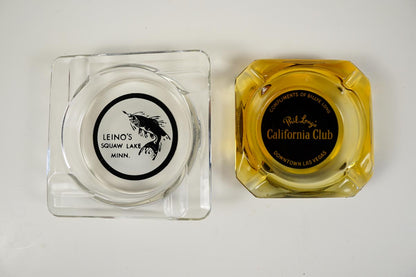 Leino's Squaw Lake, Minn. Clear Glass Souvenir Ashtray - Fish Graphic 4in